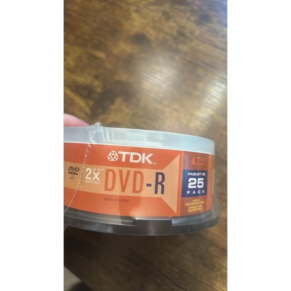 TDK DVD-R 4.7GB 120min 2x Recordable Media 25 Pack Spindle Sealed New - Picture 3 of 4
